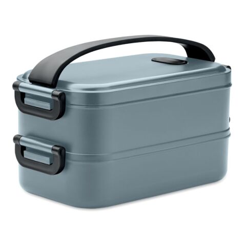 Werbeartikel Lunchbox recyceltes  PP – petrol – mit Logo bedruckt
