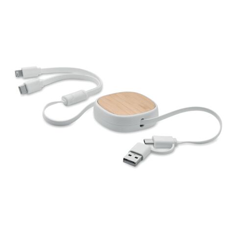 Einziehbares USB-Ladekabel weiß | ohne Werbeanbringung | Nicht verfügbar | Nicht verfügbar | Nicht verfügbar