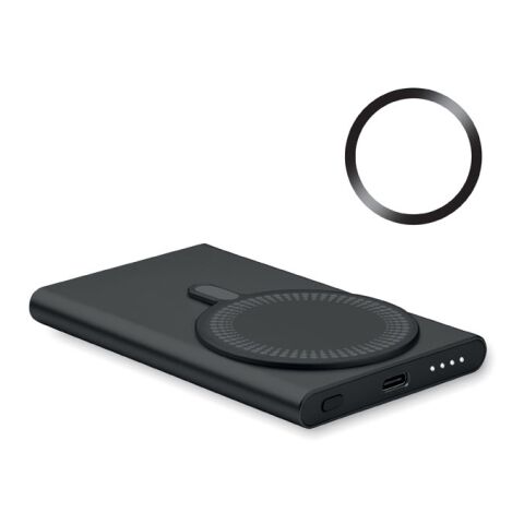 Werbeartikel Powerbank mit Ladestation 15W – schwarz – mit Logo bedruckt