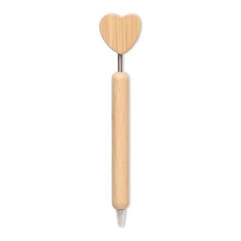 Kugelschreiber Bambus Herz holzfarben
