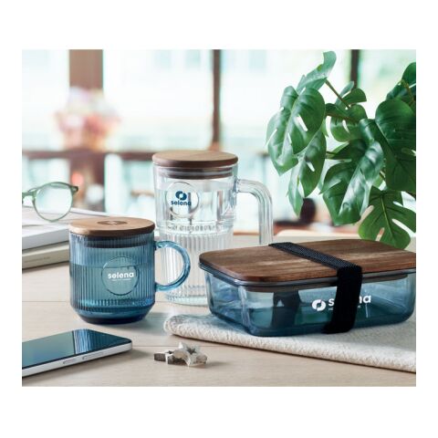 Gerippter Glasbecher 300ml transparent blau | ohne Werbeanbringung | Nicht verfügbar | Nicht verfügbar