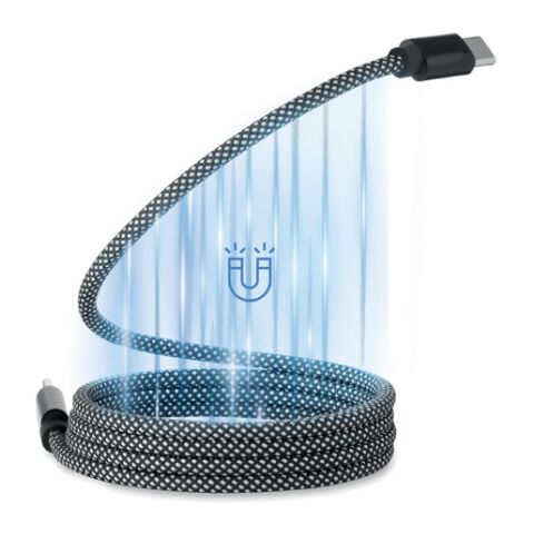 Magnetisches Kabel RPET weiß schwarz | ohne Werbeanbringung | Nicht verfügbar | Nicht verfügbar