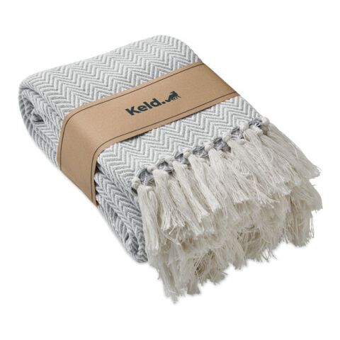 Decke recycelter Polycotton weiß/grau