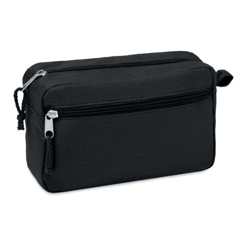 Werbeartikel Hanf Kosmetiktasche 200g/m² – schwarz – mit Logo bedruckt