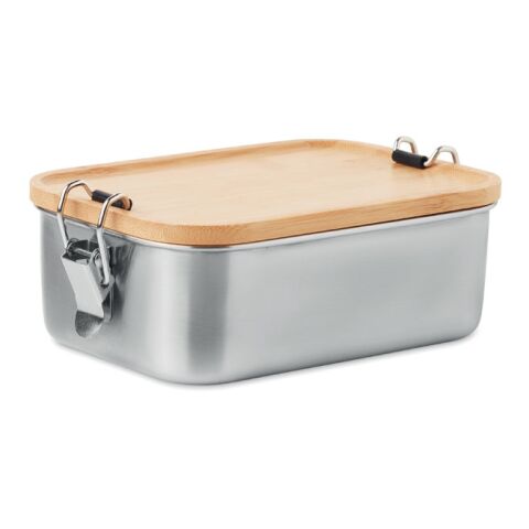 Lunchbox Edelstahl mit Bambusdeckel holzfarben | ohne Werbeanbringung | Nicht verfügbar | Nicht verfügbar | Nicht verfügbar
