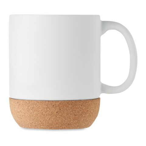 Nachhaltiger Werbeartikel Kaffeebecher mit  Kork 300 ml – weiß – mit Logo bedruckt