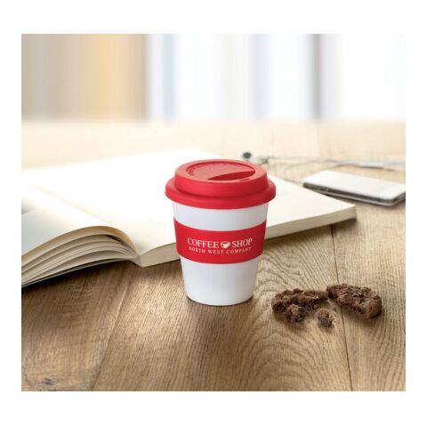 PP Becher mit Silikon-Deckel rot