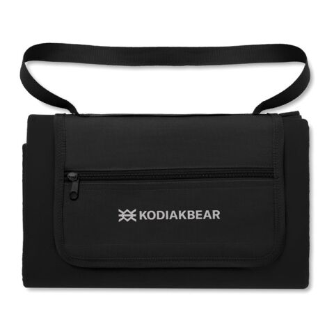 Werbeartikel Picknick Decke mit Peva Rückseite – schwarz – mit Logo bedruckt