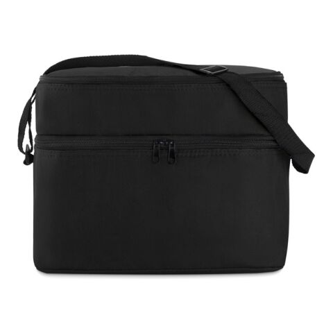 Werbeartikel Kühltasche mit 2 Reißverschlussfächern – schwarz – mit Logo bedruckt
