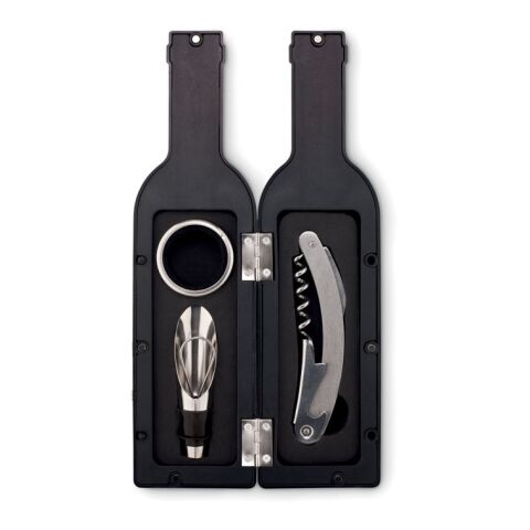 Wein-Set Flasche schwarz | ohne Werbeanbringung | Nicht verfügbar | Nicht verfügbar