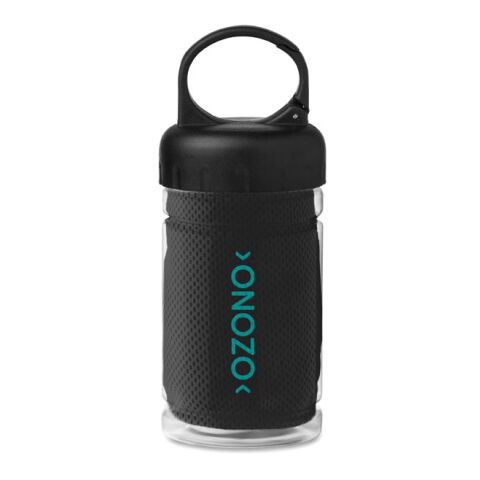 Werbeartikel Erfrischungs-Handtuch – schwarz – mit Logo bedruckt