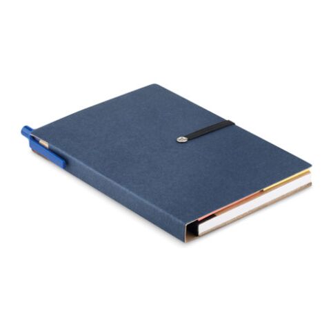Recyceltes Notizbuch mit Klebezettelblöcken blau | ohne Werbeanbringung | Nicht verfügbar | Nicht verfügbar