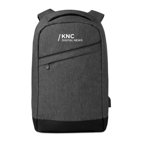 Werbeartikel Rucksack mit Laptopfach – schwarz – mit Logo bedruckt
