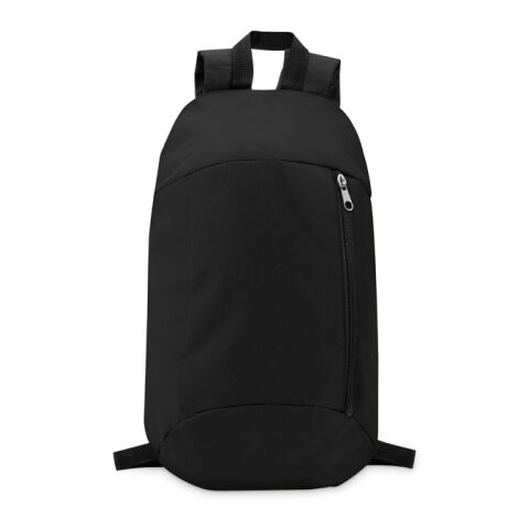 Werbeartikel Rucksack mit Fronttasche – schwarz – mit Logo bedruckt