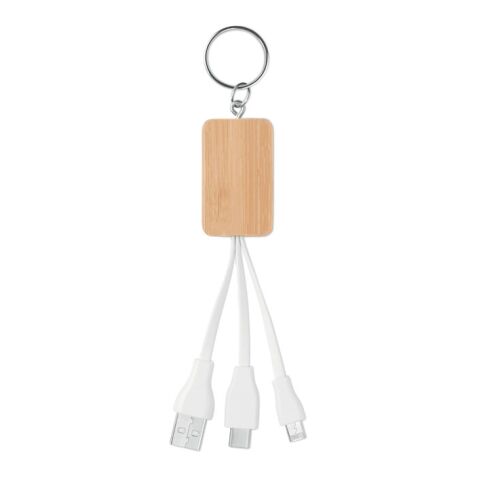Schlüsselring-Ladekabel 3in1 aus Bambus