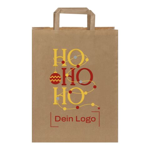 *Christmas* Kraftpapiertasche flacher Henkel Weiß | Zuckerstange | Digitaldruck