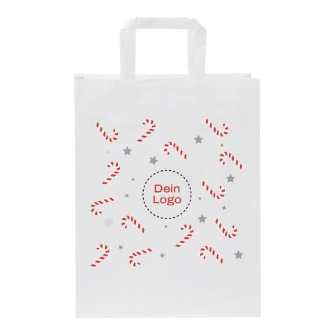 *Christmas* Kraftpapiertasche gedrehte Griffe Weiß | Zuckerstange | Digitaldruck
