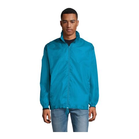 SHIFT UNI WINDBREAKER 210g aqua | M | 1-color Siebdruck | Rückseite | 350 mm x 400 mm