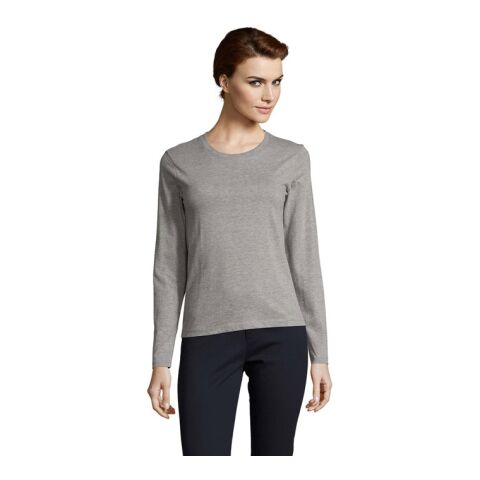IMPERIAL Women lsl  190g grau melange | XL | 1-farbiger Siebdruck | Vorderseite Brust | 100 mm x 100 mm | Nicht verfügbar