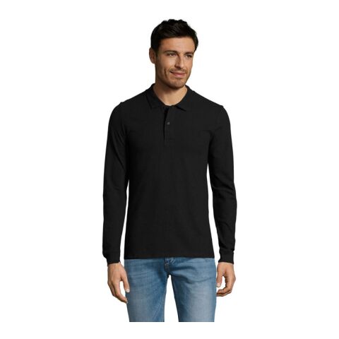 PERFECT MEN LSL POLO 180g schwarz | S | 1-farbiger Siebdruck | Linker Arm | 100 mm x 70 mm | Nicht verfügbar