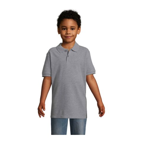 PERFECT KINDER POLO 180g grau melange 2 | L | 1-farbiger Siebdruck | Linker Arm | 60 mm x 50 mm | Nicht verfügbar