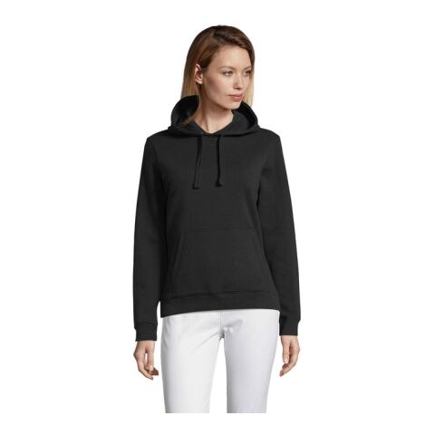 SPENCER Damen Sweater 280g schwarz | S | 1-color Siebdruck | Unter der Kapuze | 250 mm x 300 mm | Nicht verfügbar