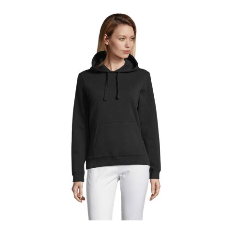 SPENCER Damen Sweater 280g schwarz | S | 1-farbiger Siebdruck | Unter der Kapuze | 250 mm x 300 mm | Nicht verfügbar