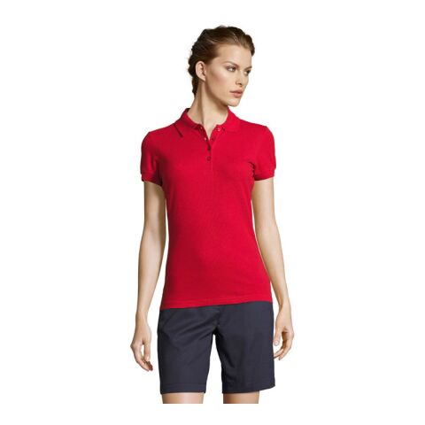 PEOPLE DAMEN POLO 210g rot | XXL | 1-farbiger Siebdruck | Vorderseite Brust | 100 mm x 100 mm | Nicht verfügbar