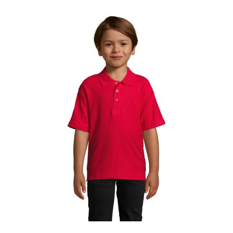 SUMMER II KIDS Polo 170g rot | L | 1-farbiger Siebdruck | Linker Arm | 60 mm x 50 mm | Nicht verfügbar