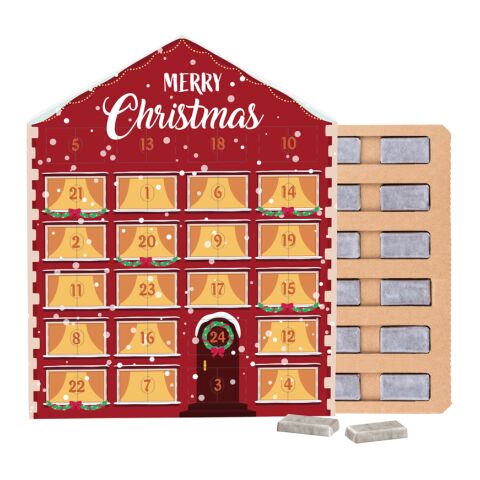 Täfelchen Adventskalender Haus ECO ohne Werbeanbringung | 24 Alpenmilch-Schokotäfelchen