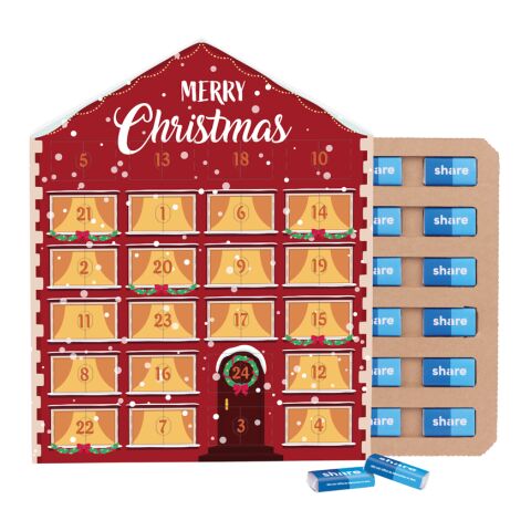 Täfelchen Adventskalender Haus ECO ohne Werbeanbringung | 24 share Schokotäfelchen