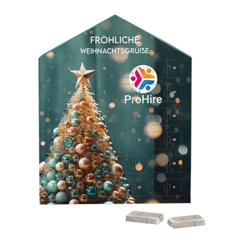 Täfelchen Adventskalender Haus 4c Euroskala | 24 Alpenmilch-Schokotäfelchen