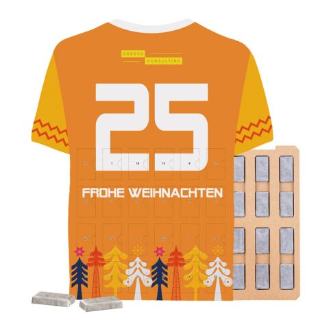 Täfelchen Adventskalender Trikot ECO ohne Werbeanbringung | 24 Alpenmilch-Schokotäfelchen