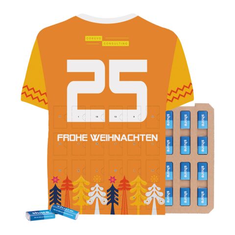 Täfelchen Adventskalender Trikot ECO ohne Werbeanbringung | 24 share Schokotäfelchen