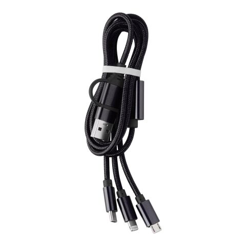 Werbeartikel Nylon-Ladekabel Leif – schwarz – mit Logo bedruckt
