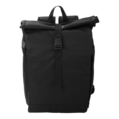 RPET-Polyester (600D) Rucksack mit Rollverschluss Evie Schwarz | ohne Werbeanbringung | Nicht verfügbar | Nicht verfügbar