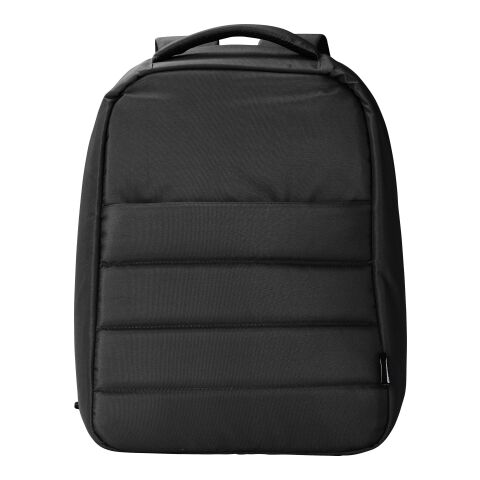 Werbeartikel RPET-Polyester (300D) Anti-Diebstahl-Laptop-Rucksack Calliope – schwarz – mit Logo bedruckt