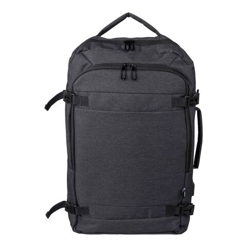 Werbeartikel rPET-Polyester (300D) Rucksack Malcolm – schwarz – mit Logo bedruckt