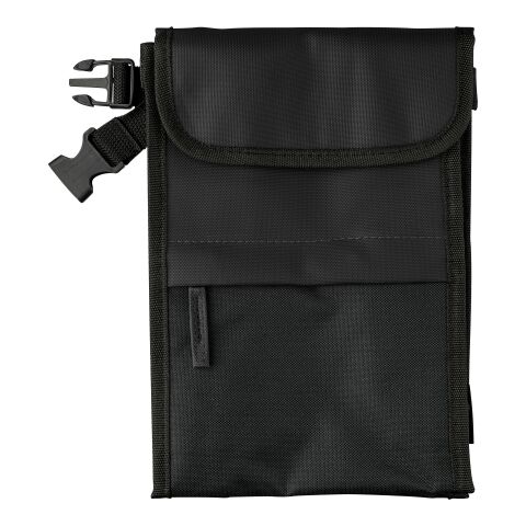 Werbeartikel rPET Polyester (600D) Kühltasche Eira – schwarz – mit Logo bedruckt