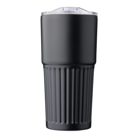 Werbeartikel Recycelter Doppelwandiger Trinkbecher, Thermobecher aus Edelstahl (500 ml) Kael – schwarz – mit Logo bedruckt