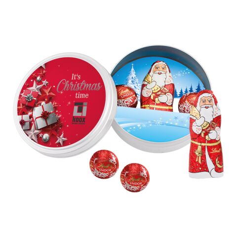 Weihnachtsdose mit Lindt-Mischung weiß | 4c Euroskala