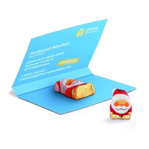Werbekarte Visitenkartenformat Schoko Weihnachtsmann weiß | ohne Werbeanbringung