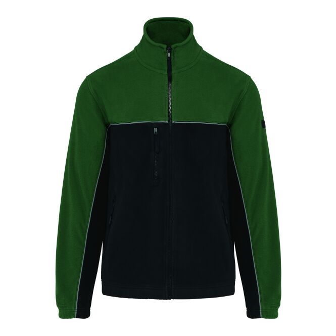 NONE Mitarbeitergeschenk Unisex-Fleecejacke S mit Logodruck – Schwarz-grün Schwarz/Grün