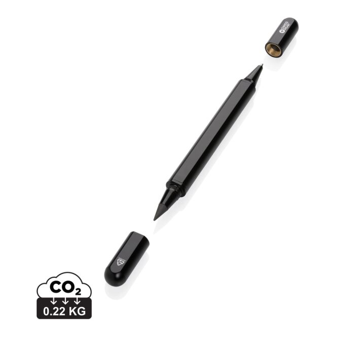 Swiss Peak Werbeartikel Storm Dual-Tip-Pen mit Gravur – Schwarz – nachhaltiges