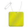 RFX™ quadratischer reflektierender PVC-Aufhänger neongelb | Nicht verfügbar | 1-farbiger Siebdruck | Vorderseite | 39 mm x 39 mm