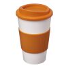 Americano® 350 ml Isolierbecher mit Schutzring und Schraubverschluss weiss-orange | ohne Werbeanbringung | Nicht verfügbar | Nicht verfügbar