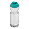 H2O Base® 650 ml Sportflasche mit Klappdeckel transparent klar-aquablau | ohne Werbeanbringung | Nicht verfügbar | Nicht verfügbar