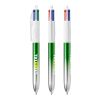 BIC® 4 Colours® Bicolor grün/ silber | 1-farbiger Siebdruck | Schaft-rechts vom Clip | 30.00 mm x 43.00 mm