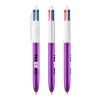 BIC® 4 Colours Shine Kugelschreiber Weiß-lilametallic | 1-farbiger Siebdruck | Upper Part-gegenüber vom Clip | 22.00 mm x 10.00 mm