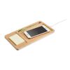 MOTT. Schreibtisch-Organizer mit 15W wireless Ladegerät aus Bambus und ABS Beige | ohne Werbeanbringung